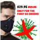 a Facebook ad from Urbanxmaskx with a picture of a man wearing a mask and a coronavirus molecule X-ed out in bright red. The ad says it's for a "cycling mask."